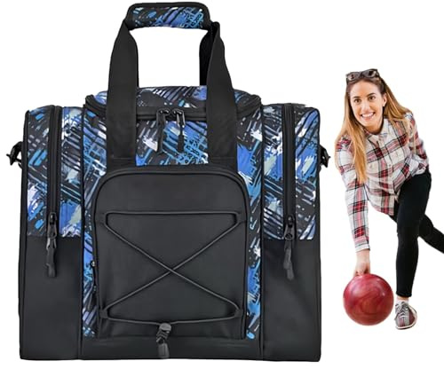 Bowlingtasche – Doppeltasche für Bowlingkugeln, Tasche für Bowlingkugeln | Einfacher Bowlingkugelhalter, multifunktionale Handtasche, blau, Se référer au descriptif, Siehe Beschreibung