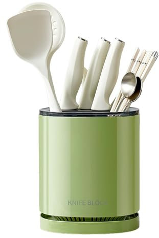 Porta cuchillos para encimera de cocina, portacuchillos de cocina, cuchillo de trabajo ligero con escurridor, portacubiertos de cocina multifuncional para organizar tijeras y espátulas