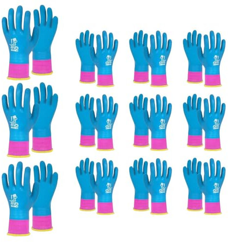 MOIDHSAG 12 Paar Kinderhandschuhe, elastische Bündchen mit dicker Latex-Beschichtung, atmungsaktive Handflächen auf der Rückseite für Haustiere