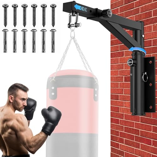 VexNook Boxsackhalterung - Verstellbarer Boxsack-Wandständer mit 360° geräuschloser Drehung, robuste Haltbarkeit, kompatibel mit Sandsäcken, Speedbags, MMA-Taschen für den Heim-Fitnessbereich
