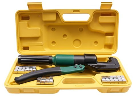 TaNeHaKi Crimpadora Hidráulica,6t Crimpadora Manual Con 8 Pares De Empalme, Alicates De Crimpadora De Cable Para Tubos De Aluminio