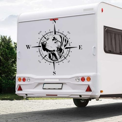 Autocollant boussole Labrador Retriever Taille et couleur au choix Chien Chien Camper Caravane Autocollant de voiture Boussole Rose des vents Camper Voiture