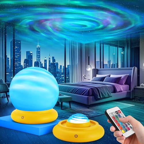 Veidimir Galaxy Projector Night Light & Moon Lamp 2-in-1, Aurora Vortex Sensory Lights with 16 Colors, Rechargeable Star Projector Lights for Bedroom Kids Adults