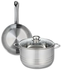 ELO 9866350 Batterie de cuisine 2 pièces, Ensemble de 1 Poêle de cuisson 24 cm et 1 faitout 24 cm Elo Profi Brillant, inox, induction