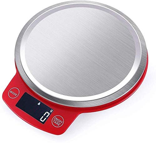 Bilance elettroniche in Acciaio Inox, digitali, da Cucina, per Alimenti, per Cucinare e cuocere, Rosse, 5 kg/1 g (Rosse, 5 kg/1 g)