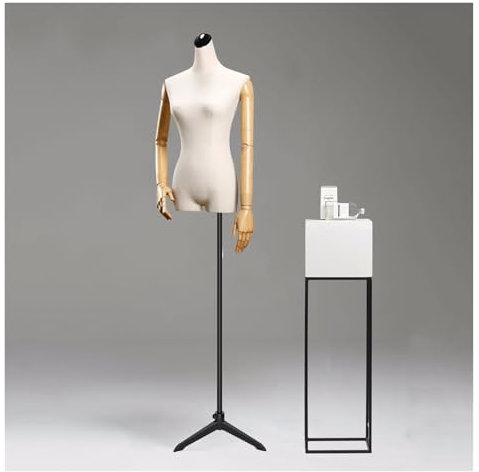 schneiderpuppe Schneiderpuppe Damenbüste Weiblich Schaufensterpuppe Mit Abnehmbarem Kunststoffarm, Höhe Verstellbar 55-73 Zoll Frau Schneiderbüste for Bekleidung Display for Clothing Shop Dresses(Blac