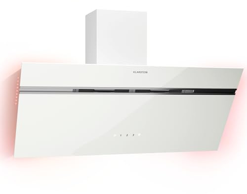 Klarstein Alina - Cappa da Cucina, 80cm, 600 m³/ora, Classe A, Cappa con LED, 3 Livelli di Potenza, Ricircolo & Scarico, 69 dB, Filtri a Carboni Inclusi, Bianca