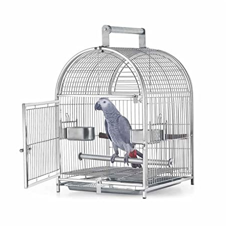 Papageienkäfig – Schmiedeeiserner Vogelträger, Edelstahl-Reisekäfig für extra kleine Vögel, geeignet für Sittiche, Sittiche, Sittiche, Lovebirds und Graupapageien