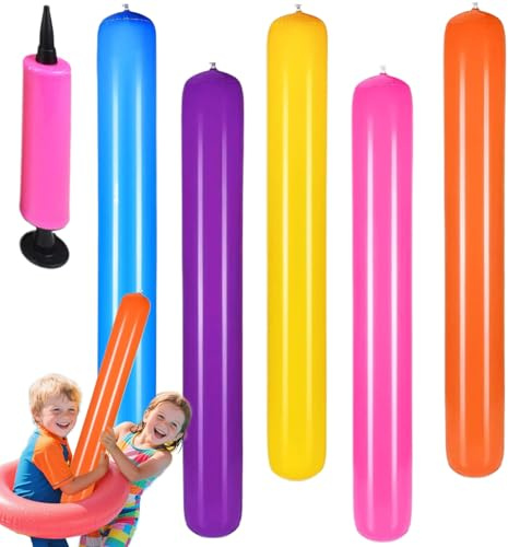 Inflatable Noodles for Pool, Water Noodles, Inflatable Stick, Portable Float, Outdoor Water Game Toy for Travel Lake Beach Sports Activities