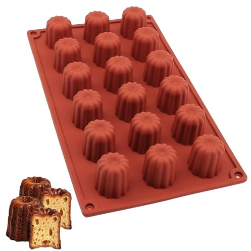 MISIQIMA Molde de silicona con 18 cavidades, diámetro de 35 mm, mini ranurado, reutilizable para caneles