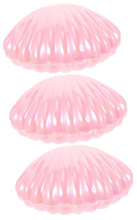 Ipetboom 3 piezas Cajas Diseño de Concha de Mar Contenedores de Plástico para Almacenamiento de Joyas y para Bodas y Fiestas Color Perla Pequeño
