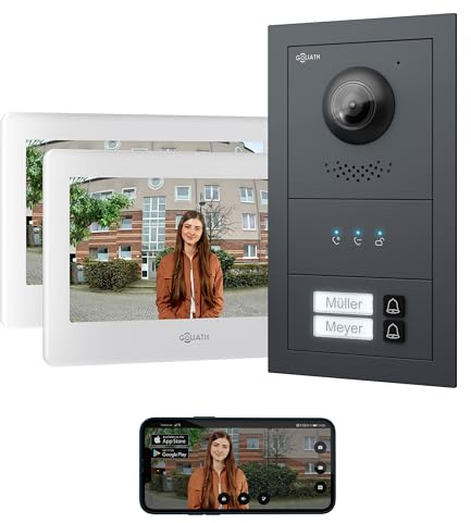 GOLIATH Basic Line Türklingel & Türsprechanlage mit Kamera für [MEHRFAMILIENHAUS] mit Smartphone App - Klingel mit Kamera & Monitor - Doorbell Camera - Video Sprech - & Gegensprechanlage mit Türöffner