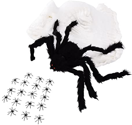 Bonbela Araña Decorativa Casa Española Artificial Araña con Red de Cóctel Falsa para Fiesta