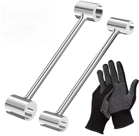 CHUANFU 3 Piezas Herramienta de Ajuste de Bisagra con 1 Par de Guantes, Llave de Ajuste de Bisagra de Puertas, Herramienta Reparación Bisagras para Puerta Cortafuegos y Seguridad