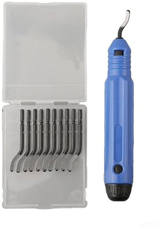 Zilimontt Kit de herramientas de desbarbado, 10 piezas de herramientas giratorias de acero de alta velocidad con mango para madera, plástico, aluminio, acero, rotación de 360 grados, cortador raspador