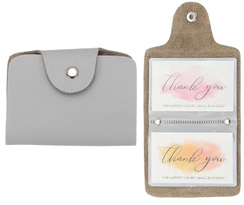 QUARKZMAN 2 Piezas De Portatarjetas De Cuero Organizador De Tarjetas De Negocios Estuche Delgado Para Tarjetas De Identificación Protector Con 24 Ranuras Para Hombre Y Mujer Gris