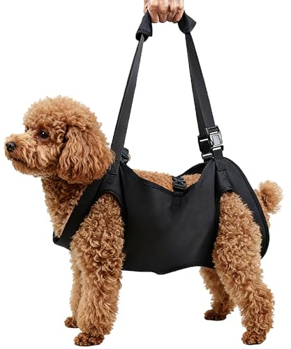 SGZIOO Aide au transport pour chien - Sangle de transport portable pour chien - Harnais de levage réglable avec poignées - Pour petits, moyens, grands chiens, soutien et rééducation (noir, L)