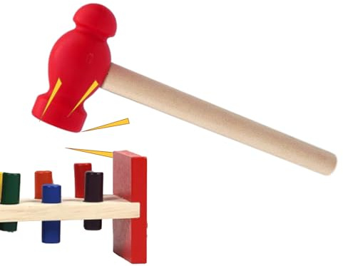 Simulationshammer - 13,5cm Hammer Spielzeug, Tragbarer Imitations-Hammer | Kleineŕ Holzhammer, pädagogisches Spielzeug | Für Kinder, Schule, Zuhause & unterwegs | Motorikfördernd, kreativ & interaktiv