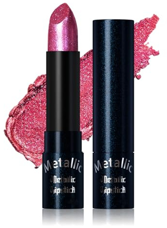 Rouge à lèvres pailleté, rose pailleté avec finition mate, rouge à lèvres caméléon étincelant, imperméable et durable, maquillage à lèvres métallisé hautement pigmenté et hydratant
