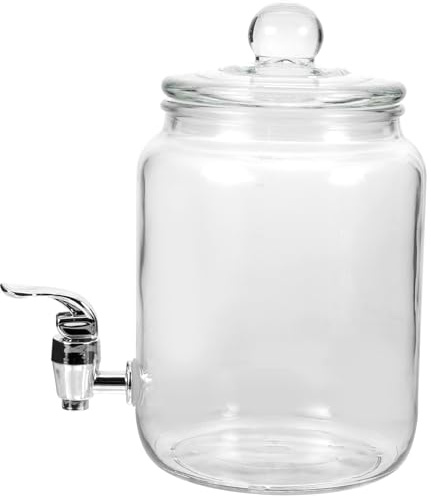 Ciieeo Distributore di Bevande in Vetro con Rubinetto ABS Barattolo per Infusione a Freddo da 4 Litri Contenitore Sigillato per Vino e Birra Adatto per Uso Domestico e Feste