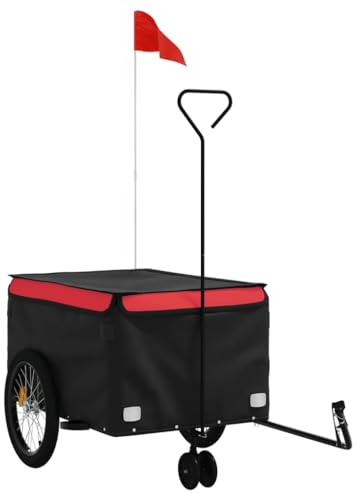Fahrradanhänger, Transportanhänger, Fahrradanhänger, 137 x 68 x 59 cm, Schwarz und Rot, 45 kg, Eisen