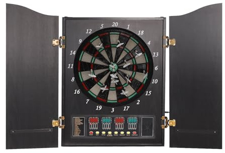 Dartscheibe Elektronische Schrank Dekorative Set mit 88 Dartköpfe, 12 Pfeile, LED-Bildschirm - Schwarz