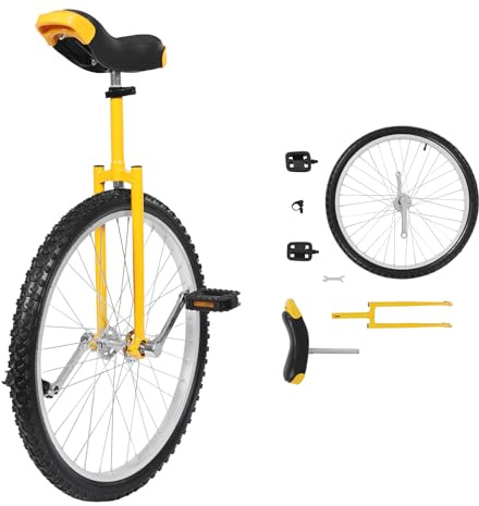 ROGONPDK Monociclo da 24 pollici, monociclo con 2 pedali, monociclo per adulti, monociclo regolabile in altezza, per impiegati, appassionati di ciclismo e altri (giallo)