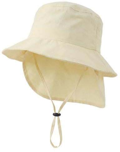 RoxNvm Bärbar barnhatt, anti-UV babyhatt, vändbar hinkhatt med nackskydd, barnbob, anti-UV-keps, barnhatt, Bob-hatt för unisex 2 till 4 år (vit), Vitt och blått, M