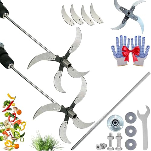 2026 New Household Farming Grass Shredder Knife Blades,Adjustable Diameter Vegetable Shredder Set With 12 Mounting Holes,Stainless Steel Ultra-Sharp Blades For Chopping Grass,Vegetables (4-Blade,2SET)