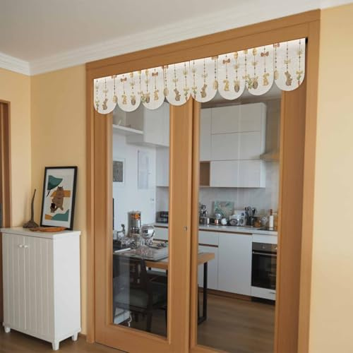 Easter 4 Piece Banner Bunting, Decorative Chain with Rabbits Eggs Bow Carrot Linen Hanging Banners for Home Wall Party Decor, Scalloped Flag for Holiday Decoration 9.8x15.8 Inch