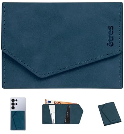 Instant Project Anpassad smartphone smal magnetisk plånbok, kompakt RFID-korthållare, smal mini plånbok med kreditkortshållare och bankomat, korthållare med ficka 6 kort, Blå, 7x10 cm, Minimalistisk