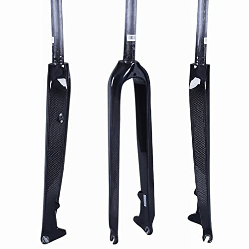 FKXSXAZ Forcella Rigida in Fibra di Carbonio per MTB, 26/27.5/29 Pollici, per Freni a Disco, 1-1/8, Dritta, Anteriore, QR 9mm (Colore: Nero Lucido, Misura 29 Pollici)