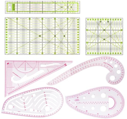 7 Pieces Sewing Quilting Tailor Rulers and Guides Set for Dressmaking