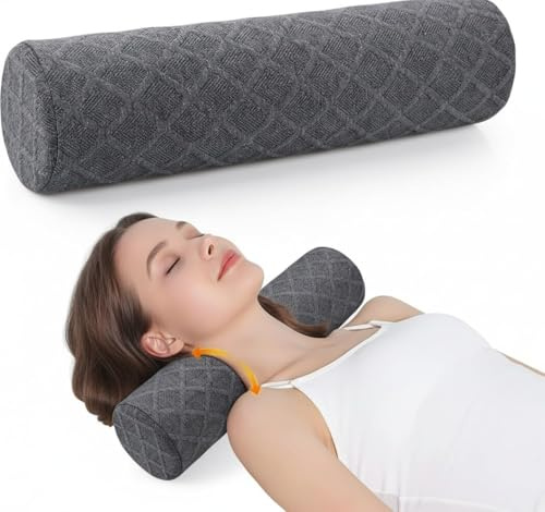 Pyxovixar Cervical Neck Roll Memory Foam Pillow,Removable Cover17*4.7 | Neck Support Pillows for Sleeping,Round Bolster Pillow Cylinder for Bed,Back Lumbar Leg Yoga,Breathable Comfortable