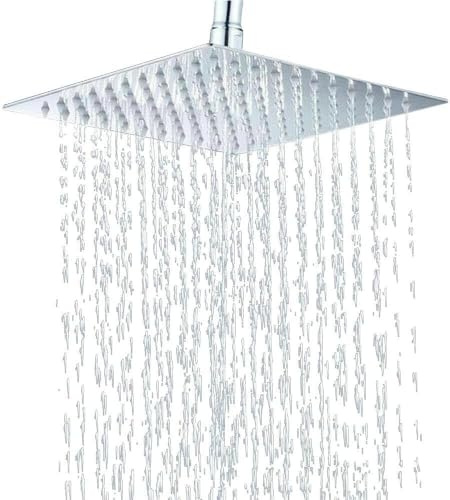 Pommeau de douche cascade - Pommeau de douche de luxe - 40 x 40 cm - En acier inoxydable - Pommeau de douche d'angle en acier inoxydable