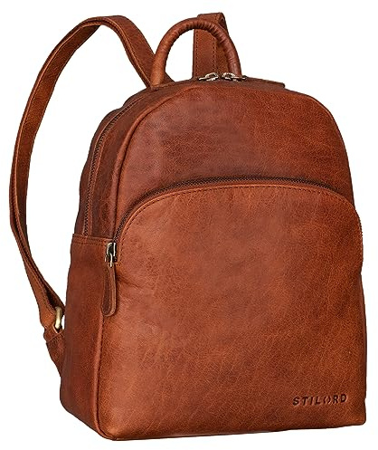 STILORD Linnea Damen Rucksack Elegant Klein Vintage Lederrucksack für Frauen Daypack Cityrucksack Mini Backpack Handtasche Schultertasche aus echtem Leder Farbe:schwarz