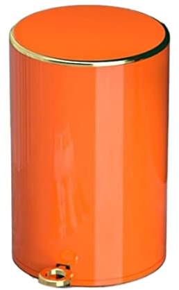 Wnota Mülleimer Küche Runder Treteimer-Mülleimer Für Badezimmer, Schlafzimmer, Büro, Stahlpedal-Inneneimer Bad Papierkorb Mülleimer (Color : Orange, Size : 22 * 30.5cm)