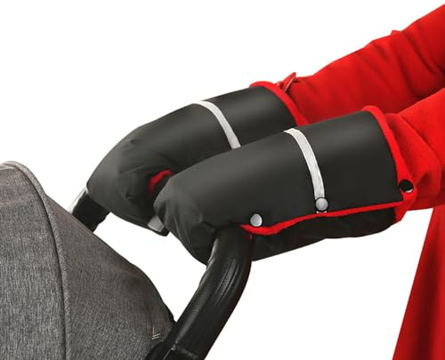 Kinderwagen Handwärmer Fleece Futter Kinderwagen Handmuff Universal Kinderwagenmuffs Wasserdichte Kinderwagen Handschuhe Winddichte Stroller Muffs Winter Warme Fausthandschuhe für Kinderwagen Buggy
