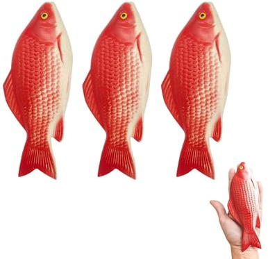 TUKEVA 3 Stück Plastikfische Goldfische Realistische Aquarium Plastikfische Zum Dekorieren von Aquarien, Dekorieren von Fischbecken (rot)