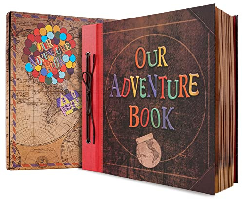 Our Adventure Book Scrapbooking 12.3 * 12.1 Pulgadas 60 PáGinas,Texto En Relieve PelíCula De Tapa Dura Adventure Book áLbum De Recortes De Viajes,CumpleañOs,Bodas, Viajes,Navidad