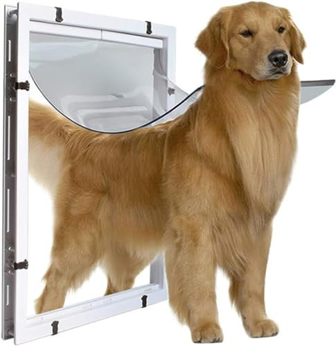 MJBDCVN Extra große Haustiertür, weiß, ABS, PVC, Hundebesitzer, große Hunde, Haustiertür, Haustiere, 46 x 32 cm