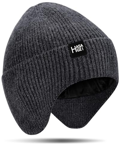 HASAGEI Berretto Protettivo per Le Orecchie, per Uomini e Donne, Caldi Cappelli Invernali in Maglia per Escursioni all'aperto, Sci, Corsa, Passeggiate con Il Cane, Blu con Pile, Taglia Unica