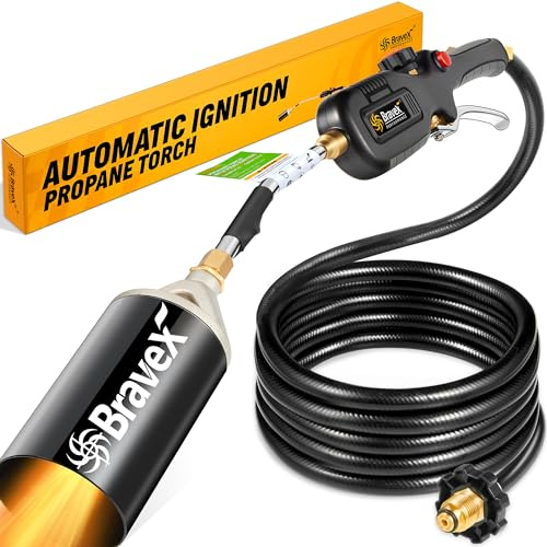 Propane Torch Weed Burner with Automatic Ignition System (Electronic Pulsed Push Button), High Output Weed Burner Torch for Propane Tank (5-100lb) with 10ft Long Hose (CSA Certified)