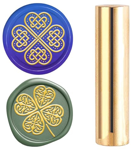 craspire Tampon à cacheter en Cire à tête Motif 2 Styles en Laiton 15 mm Mini Tampon en cuivre Trèfle Fête de la Saint-Patrick Tampon de Sceau en Cire Logo Sceau rétro en Laiton sculpté Tampon scellé