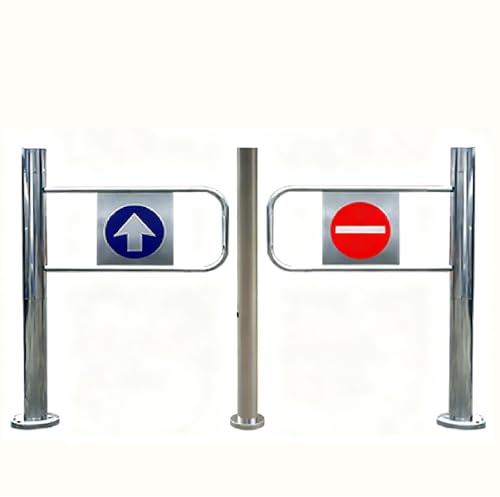 Single-Swing Entry Door Manual Pedestrian Gate Stainless Steel Double Leaf Half-Height Metal Gate with Automatic Closure (47.2in/120cm) for Market Access