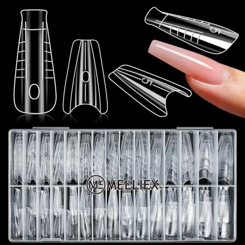 MELLIEX 240 st Sandwich Dual nagelform, Transparent polygel nagelset nagelförlängning förlängning Sandwich Dual tips naglar för manikyr, gör-det-själv (Ballerina)
