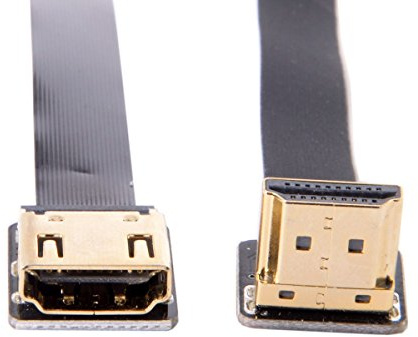 Cablecc CYFPV Up Angled 90 Degree HDMI Male to Female FPC Flat Cable for HDTV Multicopter Aerial Photography 50CM