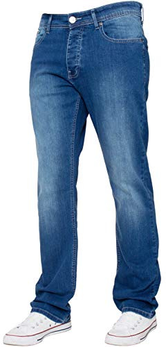 Enzo New Mens Stretch Straight Leg Regular Fit Classic Basic Denim Jeans (30W x 34L, Light Blue)