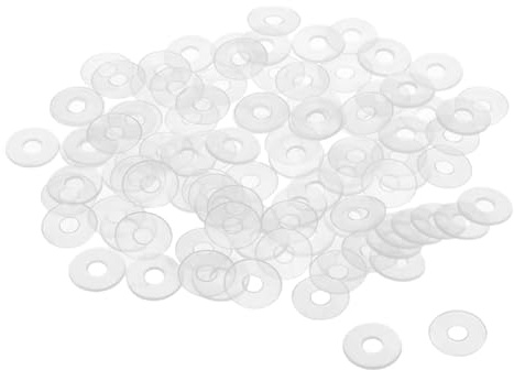 sourcing map 200 Stk. Flache Unterlegscheibe Nylon M4 Dichtung 13mm AD 4mm ID 1mm Dicke Klar für Wasserhahn Rohr Wasserschlauch Isolierung Schrauben