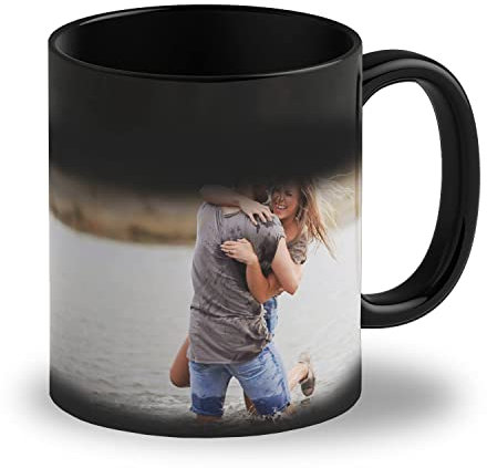 LOOXIS Personalisierte Zaubertasse mit Foto & Text bedruckt, selbst gestalten – Farbwechseltasse, Magic Mug, Thermobeschichtung, 325ml, Keramik - Geschenkidee Männer, Frauen – Innen schwarz